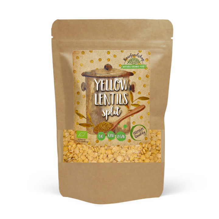 Linser Gula Delade EKO 500g i gruppen Råvaror & Dryck / Skafferiet / Baljväxter hos Rawfoodshop Scandinavia AB (GULI1)