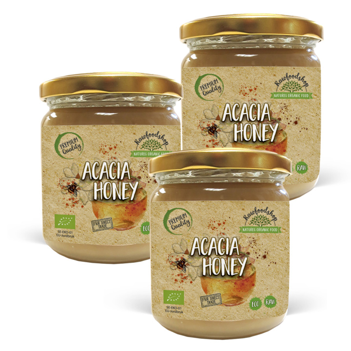Akaciahonung EKO 500g x 3 burkar i gruppen Råvaror & Dryck / Bakning / Honung hos Rawfoodshop Scandinavia AB (HAM50-SET3)