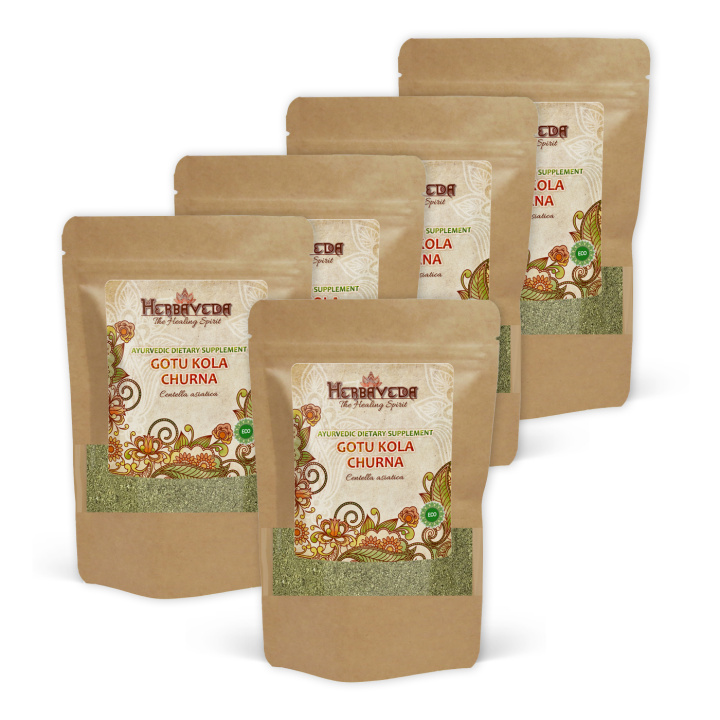 Gotu Kola Churna EKO 100g x 5 paket i gruppen Kosttillskott / Örter & Växter hos Rawfoodshop Scandinavia AB (HERBA19-SET5)