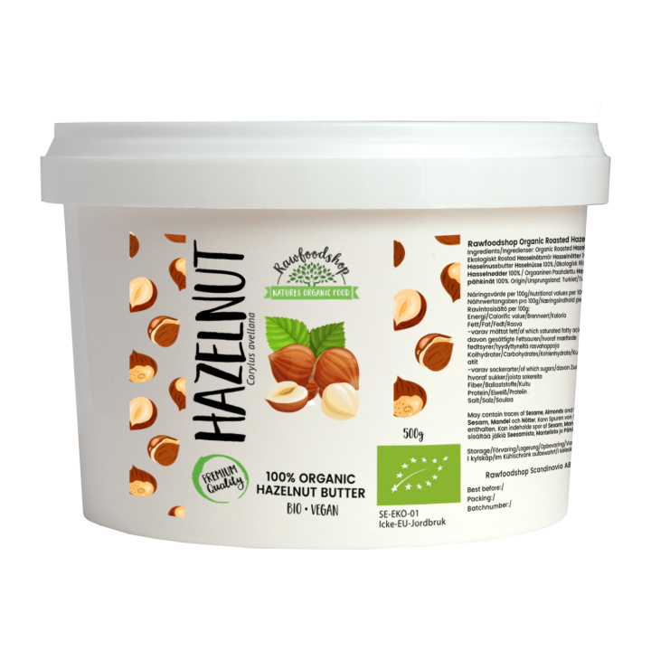 Hasselnötssmör Rostad EKO 500g i gruppen Råvaror & Dryck / Nötter / Hasselnötter hos Rawfoodshop Scandinavia AB (HITB020028500)