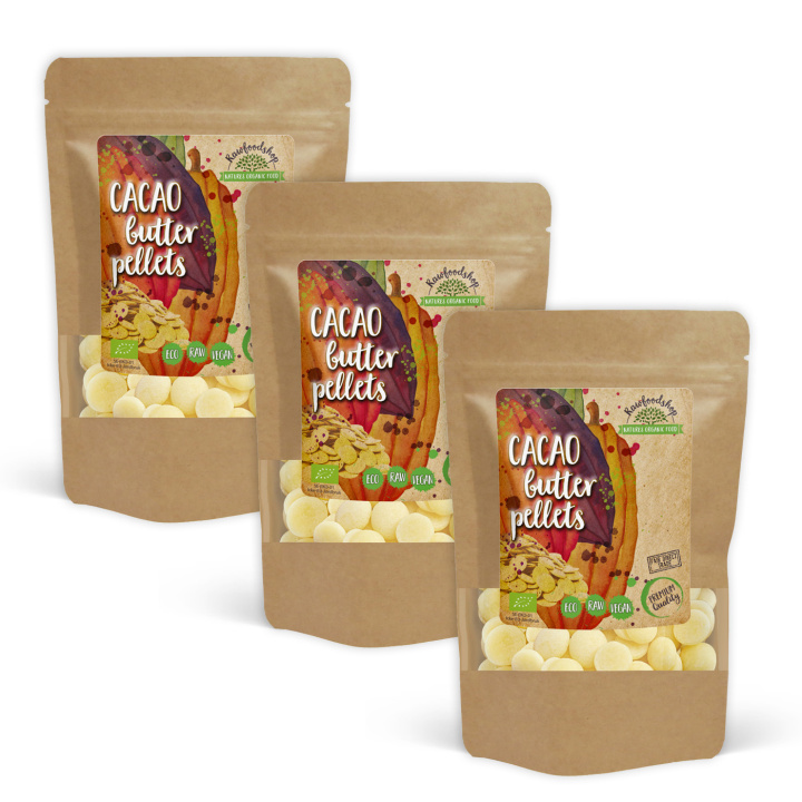 Kakaosmör Pellets RAW EKO 250g x 3 paket i gruppen Råvaror & Dryck / Bakning / Kakaoprodukter hos Rawfoodshop Scandinavia AB (HITB050002250-SET3)