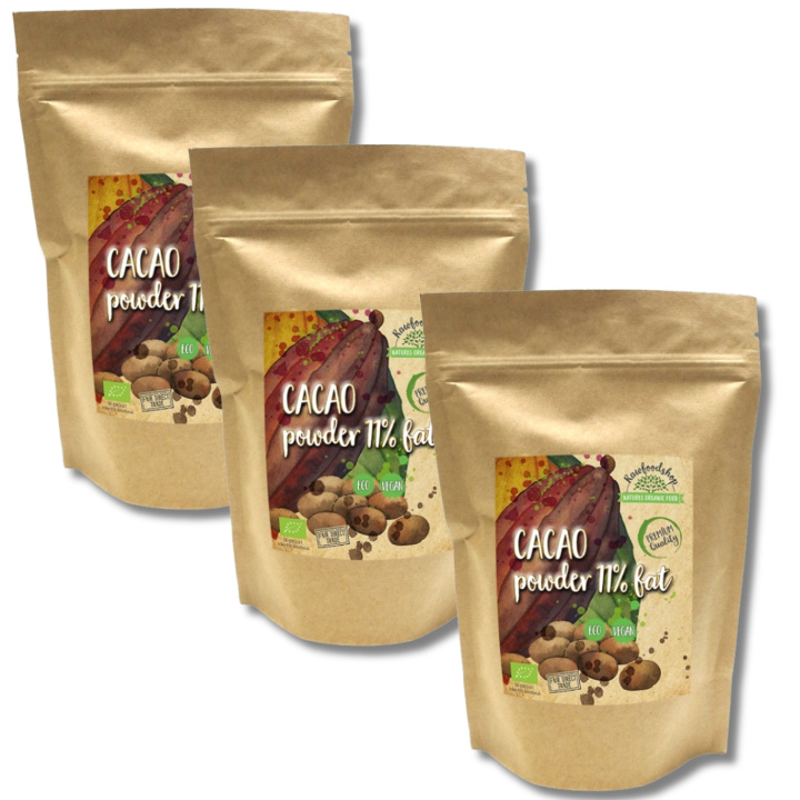 Kakaopulver 11% EKO 100g x 3 paket i gruppen Råvaror & Dryck / Bakning / Kakaoprodukter hos Rawfoodshop Scandinavia AB (KAK11-SET3)