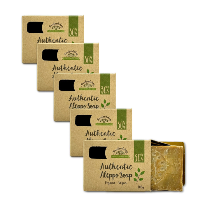Aleppotvål Lagerbärsolja 30% EKO 200g x 5 st i gruppen Hud & Kropp / Kropp / Duschtvål hos Rawfoodshop Scandinavia AB (KNNBEC4-SET5)