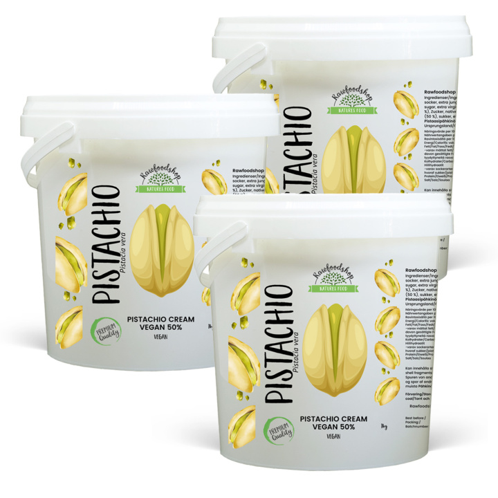 Pistagekräm Vegan 50% 1kg x 3 burkar i gruppen Råvaror & Dryck / Nötter / Nötsmör hos Rawfoodshop Scandinavia AB (L00220CPO1-SET3)
