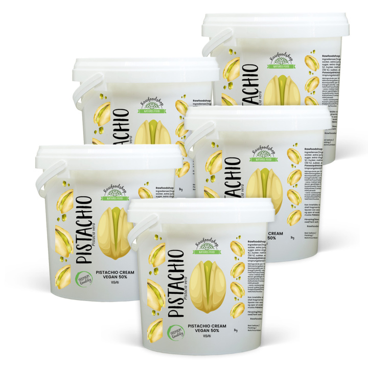 Pistagekräm Vegan 50% 1kg x 5 burkar i gruppen Råvaror & Dryck / Nötter / Nötsmör hos Rawfoodshop Scandinavia AB (L00220CPO1-SET5)