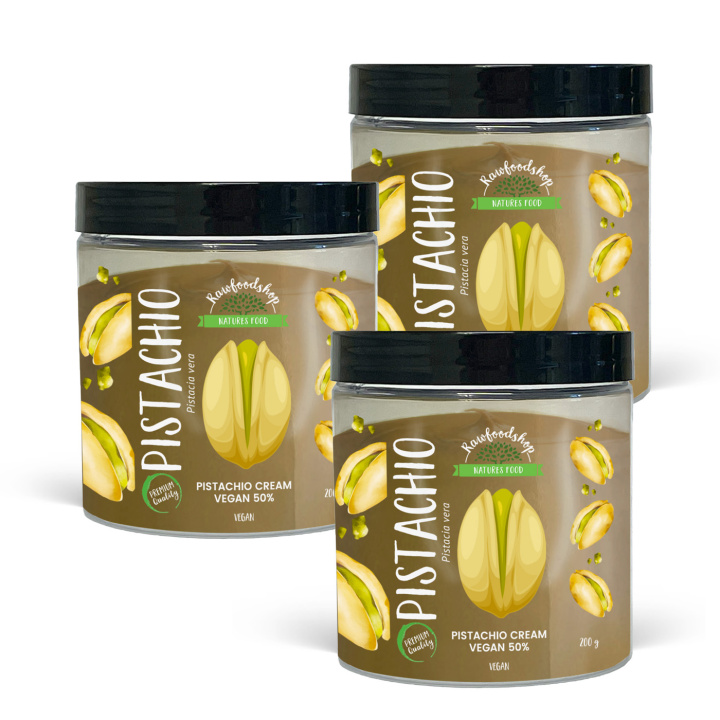 Pistagekräm Vegan 50% 200g x 3 burkar i gruppen Råvaror & Dryck / Nötter / Nötsmör hos Rawfoodshop Scandinavia AB (L00220CPO2-SET3)