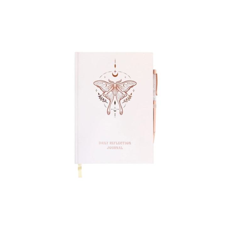 Reflektionsdagsbok Luna Moth med Kulspetspenna Klar Kvarts i gruppen Hem & Själ / Harmonisk livsstil / Böcker hos Rawfoodshop Scandinavia AB (LL-21625)