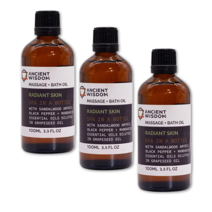 Sandalwood Glow Massageolja 100ml x 3 paket i gruppen Hud & Kropp / Kropp / Massageolja hos Rawfoodshop Scandinavia AB (MOLUL-03-SET3)