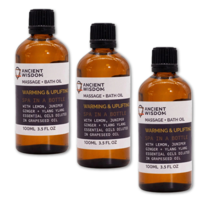 Warm & Uplifting Massageolja 100ml x 3 flaskor i gruppen Hud & Kropp / Kropp / Massageolja hos Rawfoodshop Scandinavia AB (MOLUL-09-SET3)