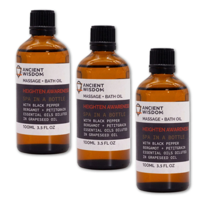 Heighten Awareness Massageolja 100ml x 3 flaskor i gruppen Hud & Kropp / Kropp / Massageolja hos Rawfoodshop Scandinavia AB (MOLUL-10-SET3)