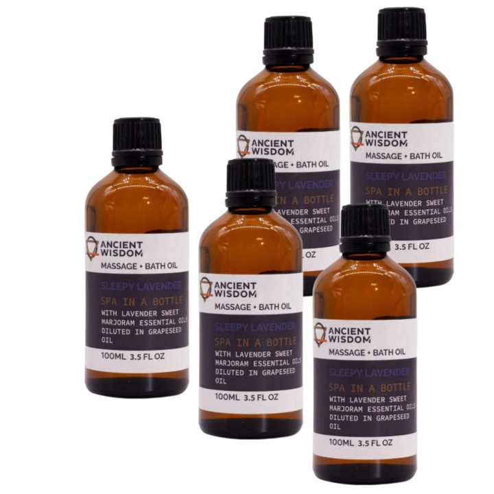 Sleepy Lavender Massageolja 100ml x 5 st i gruppen Hud & Kropp / Kropp / Massageolja hos Rawfoodshop Scandinavia AB (MOLUL-11-SET5)