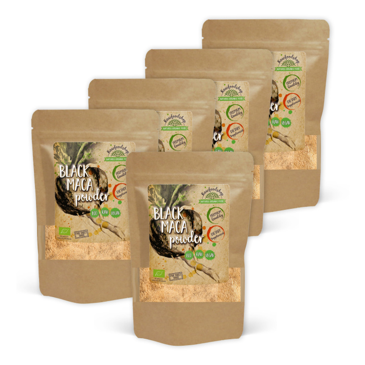 Maca Pulver Svart EKO 100g x 5 paket i gruppen Kosttillskott / Örter & Växter / Maca & Ginseng hos Rawfoodshop Scandinavia AB (MPS10-SET5)