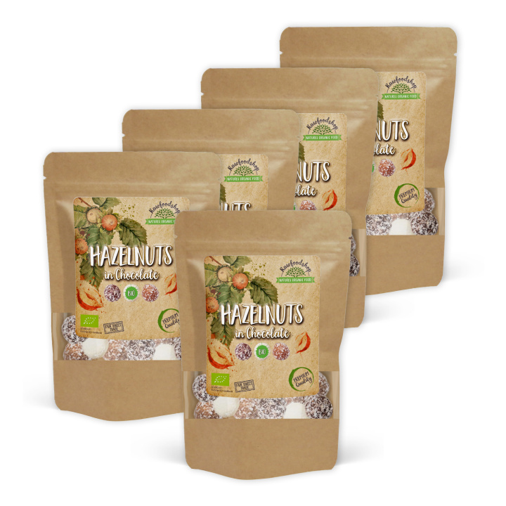 Hasselnötter Mörk, Vit och Ljus Choklad EKO 200g x 5 paket i gruppen Råvaror & Dryck / Nötter / Hasselnötter hos Rawfoodshop Scandinavia AB (NOICHOCOTRIO5-SET5)