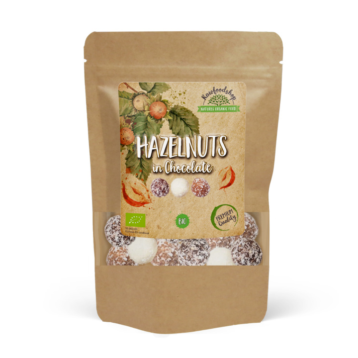 Hasselnötter Mörk, Vit och Ljus Choklad EKO 200g i gruppen Råvaror & Dryck / Nötter / Hasselnötter hos Rawfoodshop Scandinavia AB (NOICHOCOTRIO5)