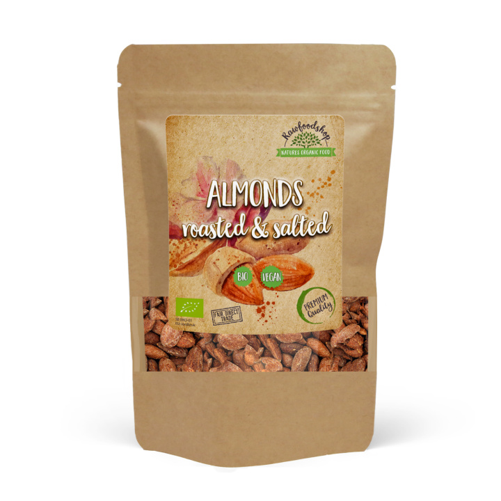Mandel Rostade & Saltade EKO 200g i gruppen Råvaror & Dryck / Nötter / Mandel hos Rawfoodshop Scandinavia AB (NOT3)