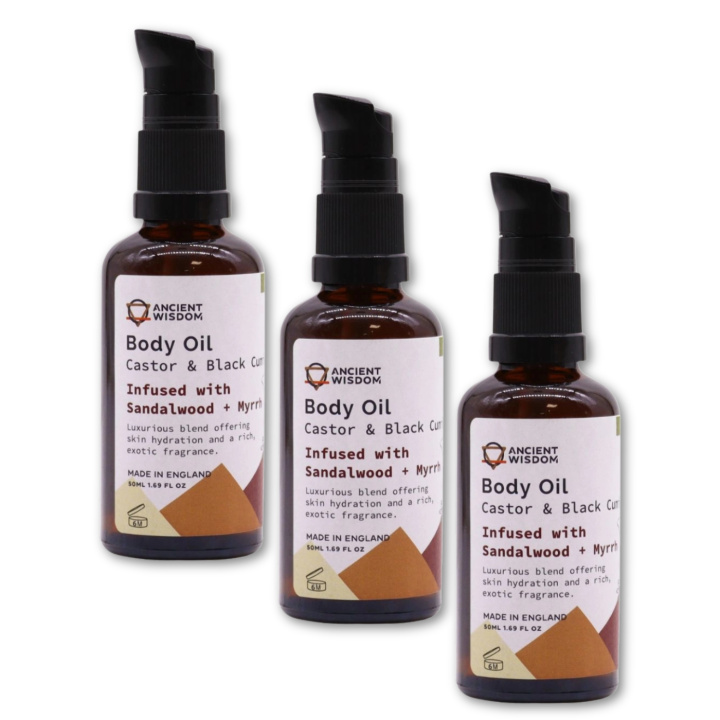 Ansikte & Kroppsolja Sandelträ & Myrra EKO 50ml x 3 st i gruppen Hud & Kropp / Kropp / Body lotion & olja hos Rawfoodshop Scandinavia AB (OBOUL05-SET3)