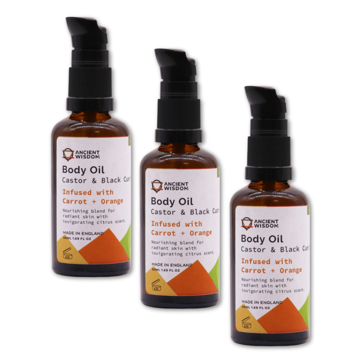 Ansikte & Kroppsolja Morot & Apelsin EKO 50ml x 3 st i gruppen Hud & Kropp / Kropp / Body lotion & olja hos Rawfoodshop Scandinavia AB (OBOUL06-SET3)