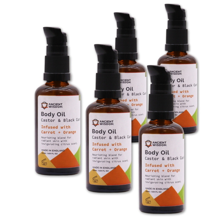 Ansikte & Kroppsolja Morot & Apelsin EKO 50ml x 5 st i gruppen Hud & Kropp / Kropp / Body lotion & olja hos Rawfoodshop Scandinavia AB (OBOUL06-SET5)