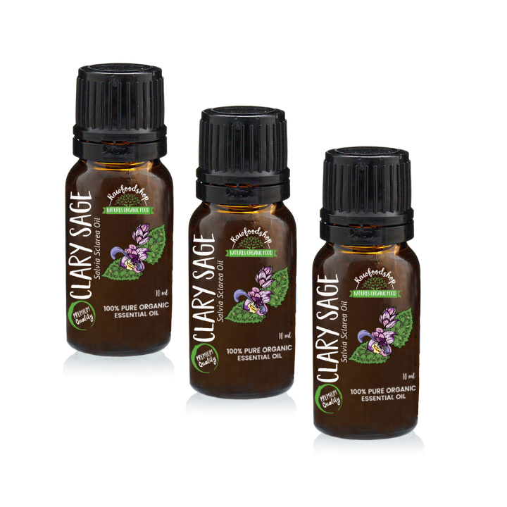 Muskatellsalvia Eterisk Olja EKO 10ml x 3 flaskor i gruppen Hud & Kropp / Naturlig DIY / Eteriska oljor hos Rawfoodshop Scandinavia AB (ORGEOUL14-SET3)