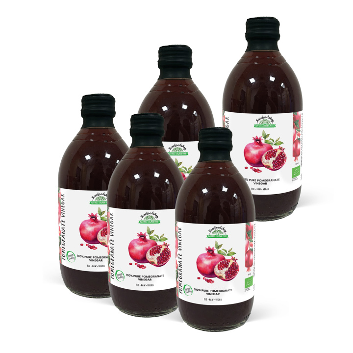 Granatäpple Vinäger Ofiltrerad EKO 500ml x 5 flaskor i gruppen Råvaror & Dryck / Skafferiet / Smaksättning / Vinäger hos Rawfoodshop Scandinavia AB (PFMG5SY050006-SET5)