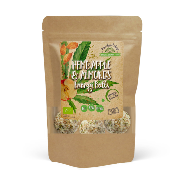Hampa Äpple Mandel Energibollar EKO 100g i gruppen Råvaror & Dryck / Skafferiet / Kakor & Kex hos Rawfoodshop Scandinavia AB (POMCHAN3-100)
