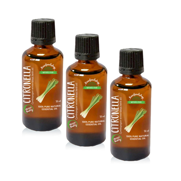 Citronella Eterisk Olja 50 ml x 3 paket i gruppen Hud & Kropp / Naturlig DIY / Eteriska oljor hos Rawfoodshop Scandinavia AB (PREOUL-20-SET3)