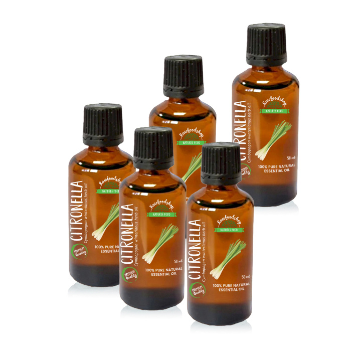 Citronella Eterisk Olja 50 ml x 5 paket i gruppen Hud & Kropp / Naturlig DIY / Eteriska oljor hos Rawfoodshop Scandinavia AB (PREOUL-20-SET5)