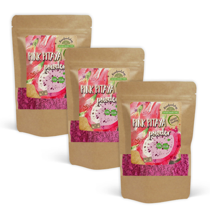 Pink Pitaya Pulver 100g x 3 paket i gruppen Råvaror & Dryck / Frukt & Bär / Fruktpulver hos Rawfoodshop Scandinavia AB (PULPINK-SET3)