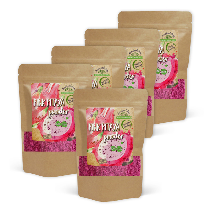 Pink Pitaya Pulver 100g x 5 paket i gruppen Råvaror & Dryck / Frukt & Bär / Fruktpulver hos Rawfoodshop Scandinavia AB (PULPINK-SET5)