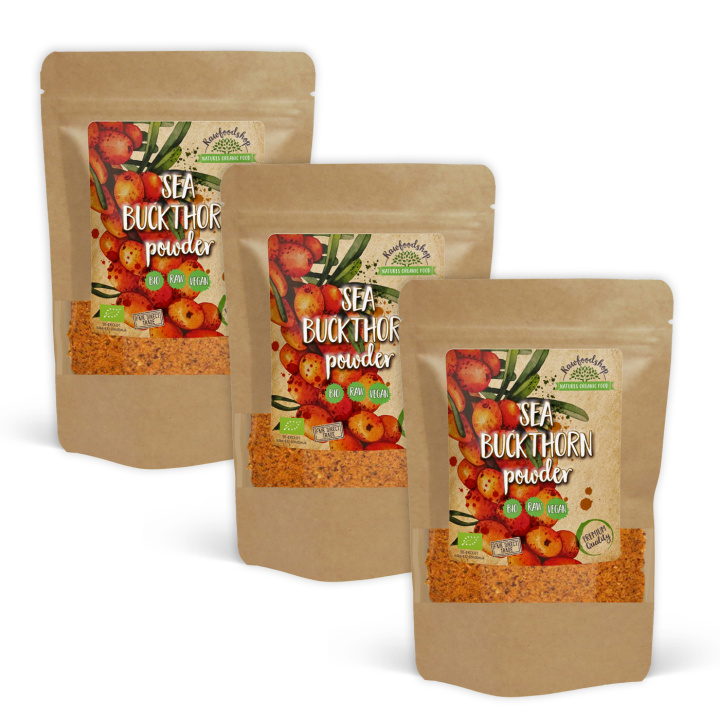 Havtorns Pulver EKO 125g x 3 paket i gruppen Råvaror & Dryck / Frukt & Bär / Fruktpulver hos Rawfoodshop Scandinavia AB (RAWFRUP003-SET3)