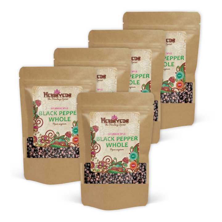 Svartpeppar Hel EKO 50g x 5 paket i gruppen Råvaror & Dryck / Skafferiet / Kryddor & Salt hos Rawfoodshop Scandinavia AB (RAWKRY003-SET5)