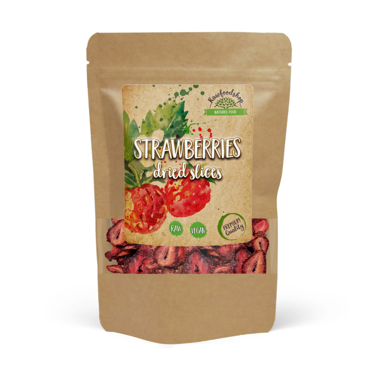 Jordgubbar Skivor 100g i gruppen Råvaror & Dryck / Frukt & Bär / Jordgubbar hos Rawfoodshop Scandinavia AB (RFRU100494E)