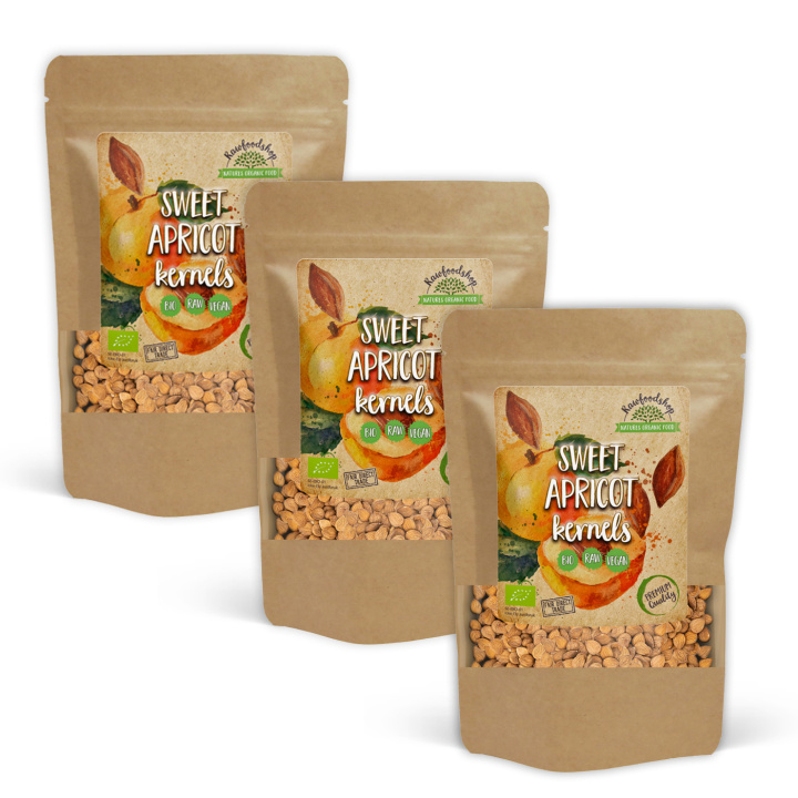 Aprikoskärnor Söta EKO 200g x 3 paket i gruppen Råvaror & Dryck / Nötter / Aprikoskärnor hos Rawfoodshop Scandinavia AB (RNOT200302E-SET3)