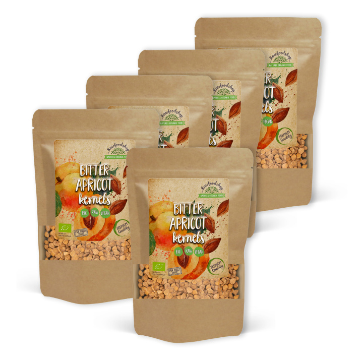 Aprikoskärnor Bittra EKO 200g x 5 paket i gruppen Råvaror & Dryck / Nötter / Aprikoskärnor hos Rawfoodshop Scandinavia AB (RNOT200304E-SET5)