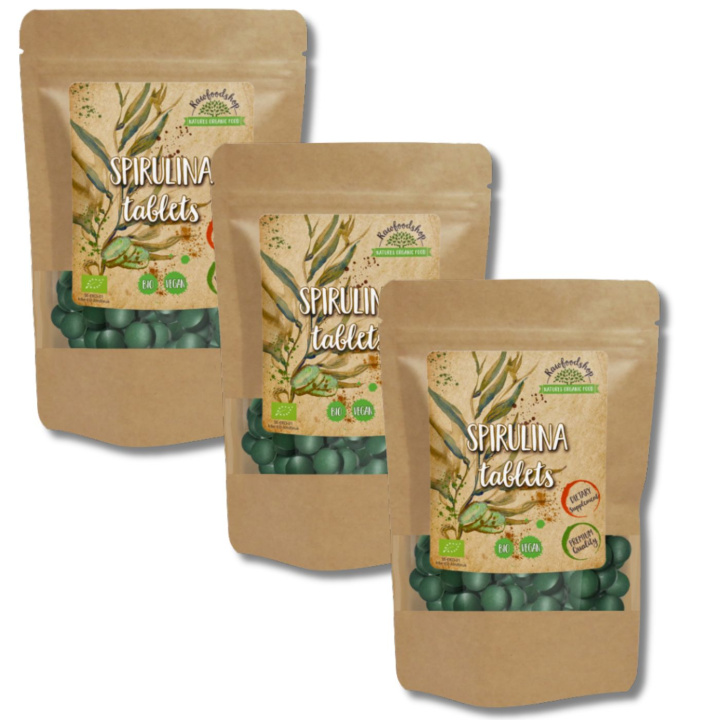 Spirulina Tabletter EKO 125g x 3 paket i gruppen Kosttillskott / Örter & Växter / Algtillskott hos Rawfoodshop Scandinavia AB (SPT10-SET3)
