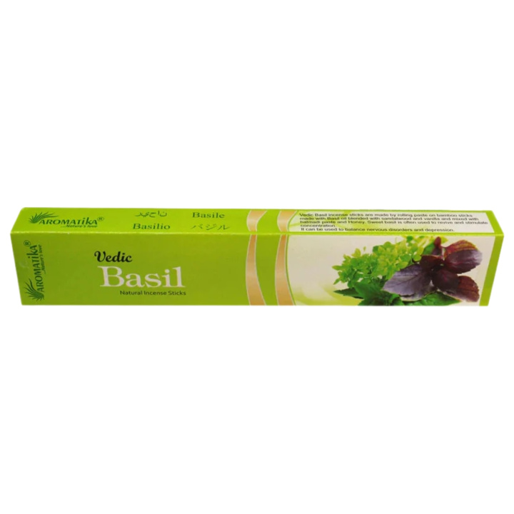 Rökelse Basil 15g i gruppen Hem & Själ / Stämning & doft / Rökelse hos Rawfoodshop Scandinavia AB (VEDIC-04)
