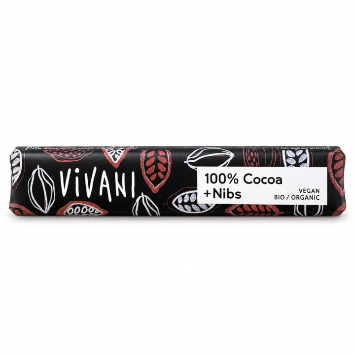 Vivani Choklad 100% & Nibs EKO 25g i gruppen Råvaror & Dryck / Godis & Choklad / Choklad & Bars hos Rawfoodshop Scandinavia AB (VIV786452)
