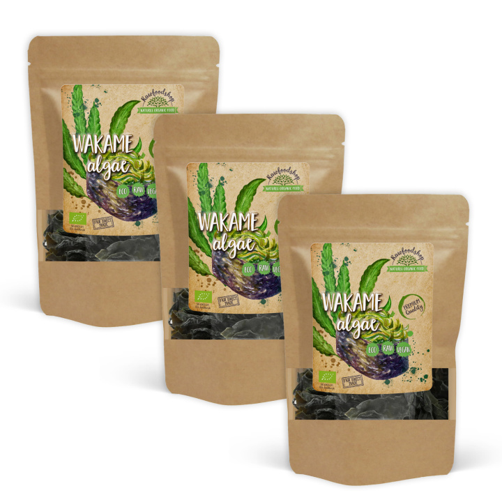 Wakame Alger EKO 125g x 3 paket i gruppen Råvaror & Dryck / Hälsokost / Alger & Sjögräs hos Rawfoodshop Scandinavia AB (WAKAME01-SET3)