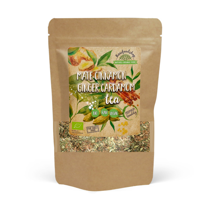 Kanel Ingefära Kardemumma Maté Te EKO 70g i gruppen Råvaror & Dryck / Drycker / Teer hos Rawfoodshop Scandinavia AB (YM100670)