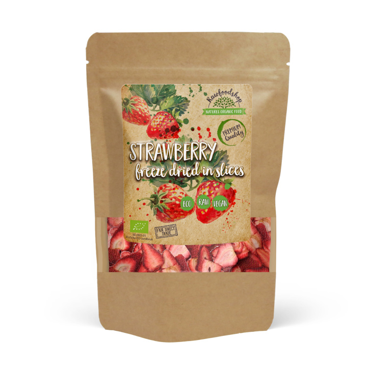 Jordgubbar Frystorkade Skivor EKO 250g i gruppen Råvaror & Dryck / Frukt & Bär / Jordgubbar hos Rawfoodshop Scandinavia AB (ZFN0263-250)